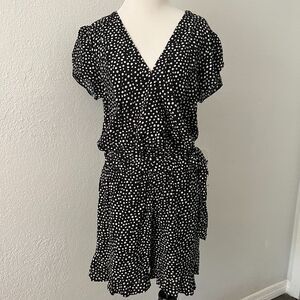 Loft women's small black white‎ polka dot shorts romper